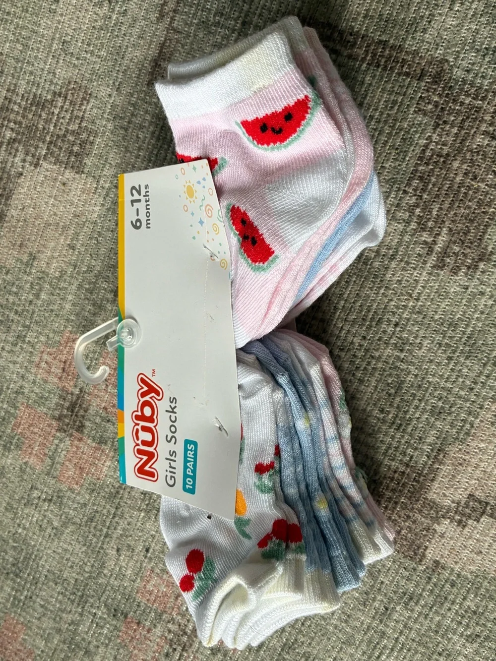 Kids Set of Ankle Socks - Nuby, 6-12 months, NWT, 10 pairs